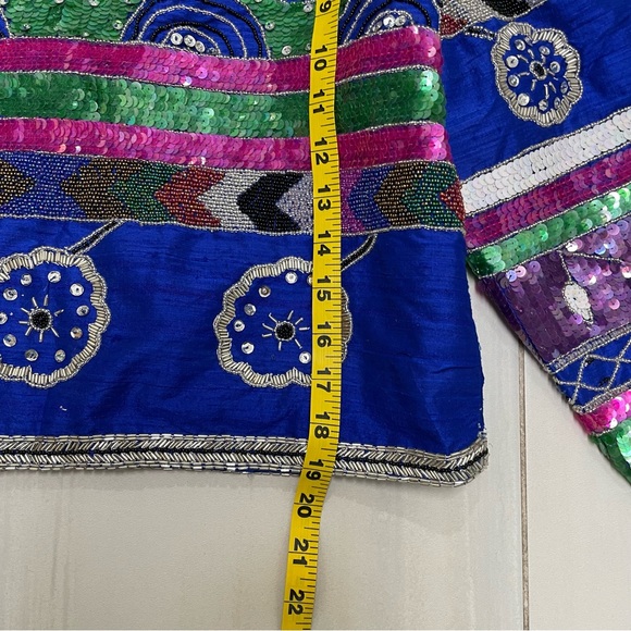 Vtg Jacket Lawrence Kazar Silk Sequin Beaded Long Sleeve Size XL - Picture 8 of 9